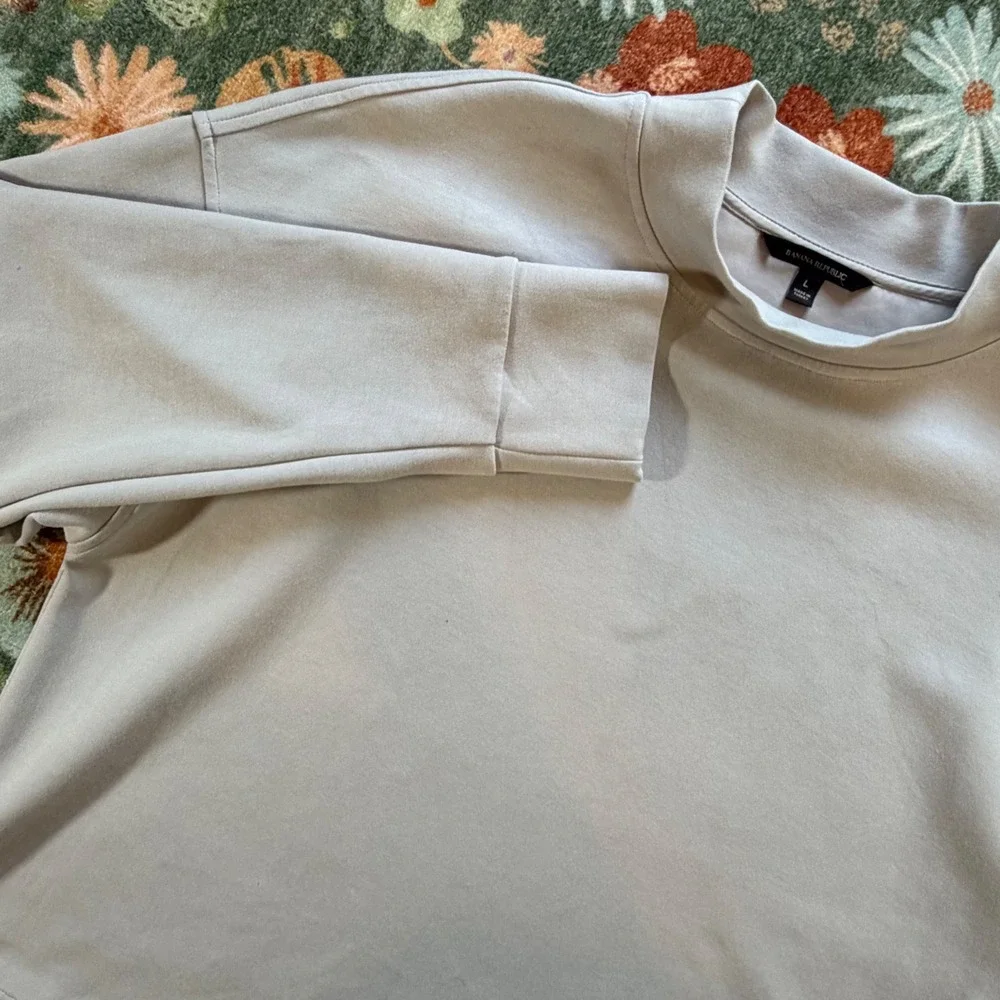 Banana Republic Mens Mock Neck Scuba Sweatshirt Gray Large Relaxed Fit Pullover